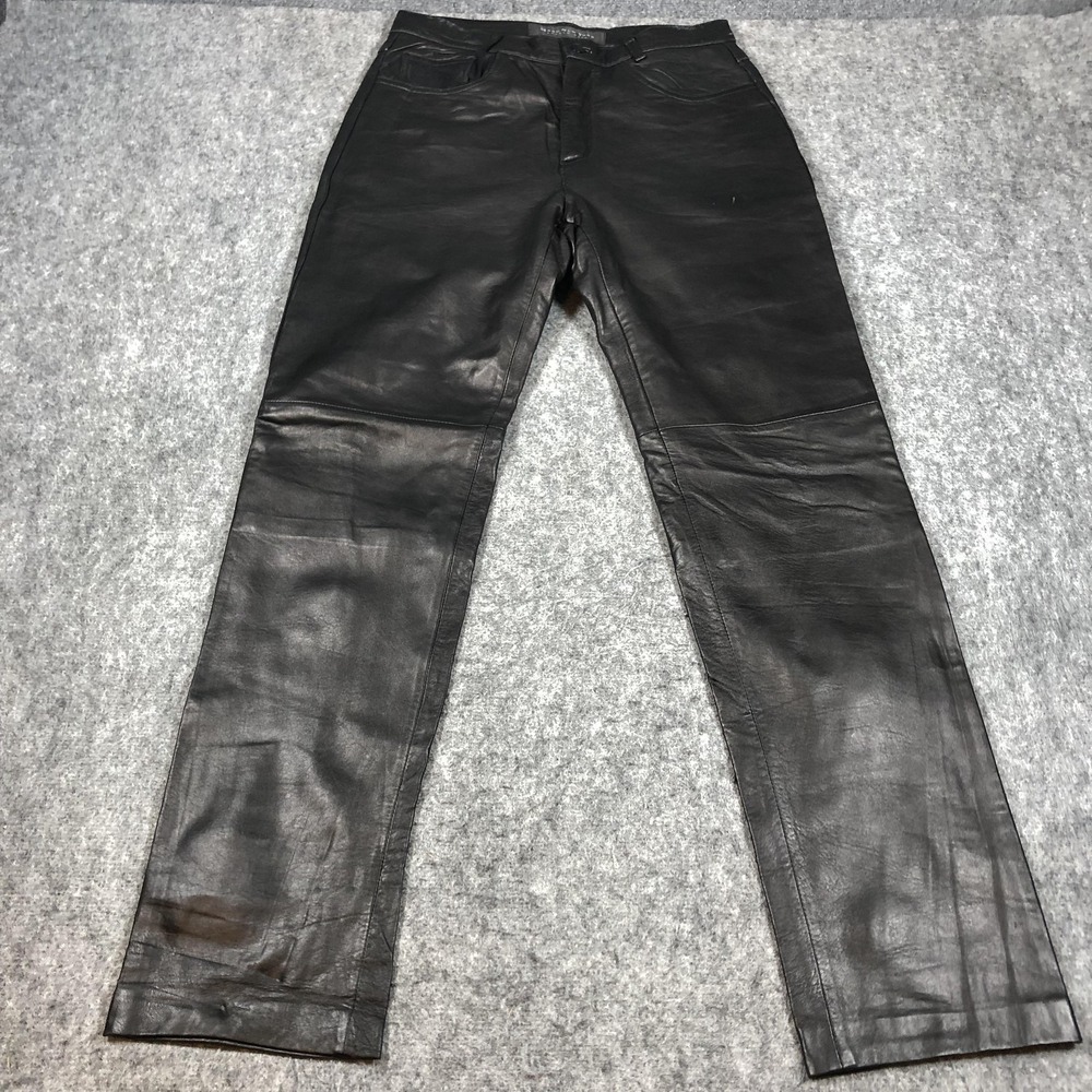 Marc New York Black Leather Slim Straight Jeans